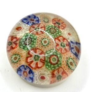 Vintage Small Millefiori Hand Blown Art Glass Paperweight Multicolor 2”